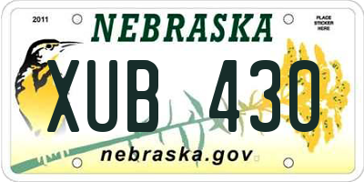 NE license plate XUB430