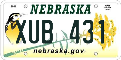 NE license plate XUB431