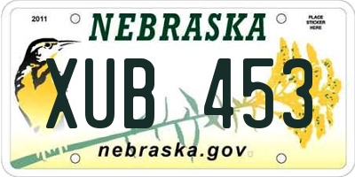 NE license plate XUB453
