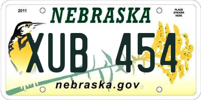 NE license plate XUB454