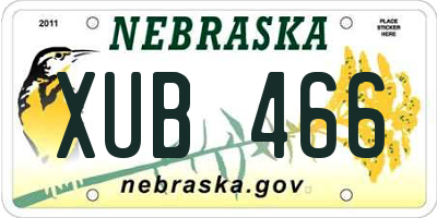 NE license plate XUB466