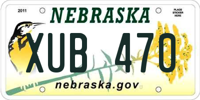 NE license plate XUB470