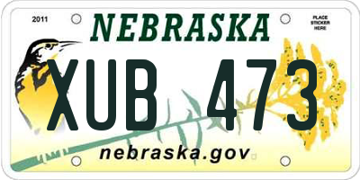 NE license plate XUB473