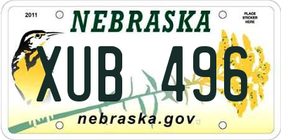 NE license plate XUB496