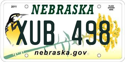 NE license plate XUB498