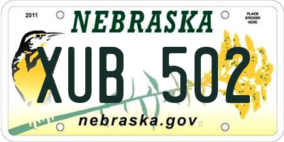 NE license plate XUB502