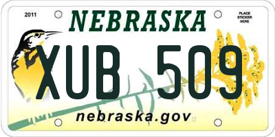 NE license plate XUB509