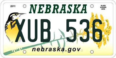 NE license plate XUB536