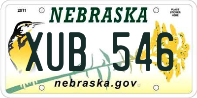 NE license plate XUB546