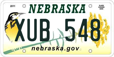 NE license plate XUB548