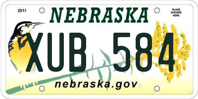NE license plate XUB584