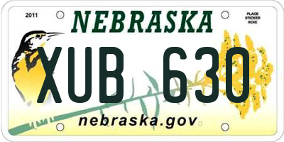 NE license plate XUB630