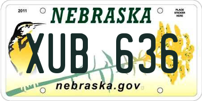NE license plate XUB636