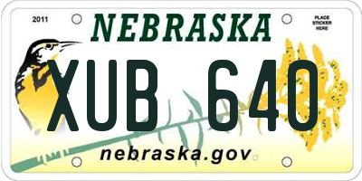 NE license plate XUB640