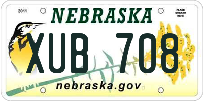 NE license plate XUB708