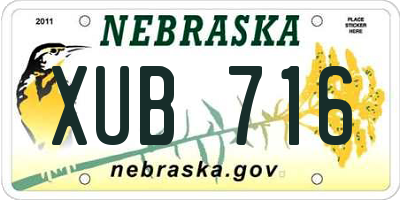 NE license plate XUB716