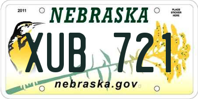 NE license plate XUB721