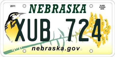 NE license plate XUB724