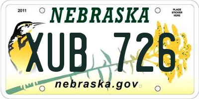 NE license plate XUB726