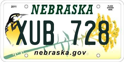 NE license plate XUB728