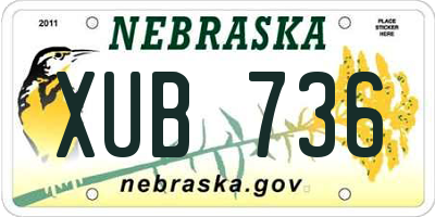 NE license plate XUB736
