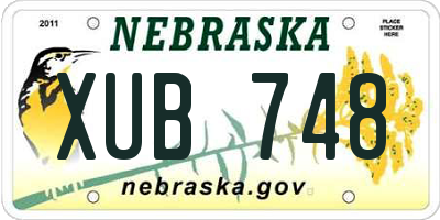 NE license plate XUB748