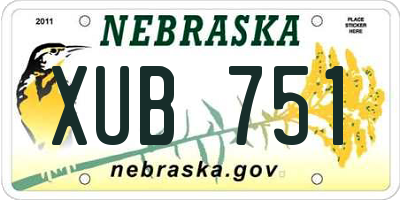 NE license plate XUB751