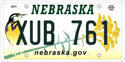 NE license plate XUB761