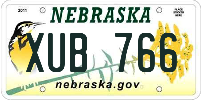 NE license plate XUB766
