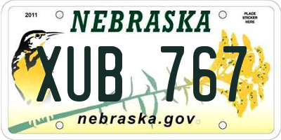 NE license plate XUB767