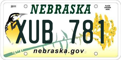NE license plate XUB781
