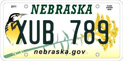 NE license plate XUB789