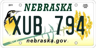 NE license plate XUB794