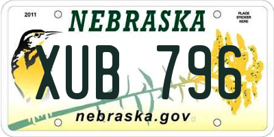 NE license plate XUB796