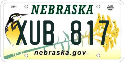 NE license plate XUB817