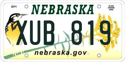 NE license plate XUB819