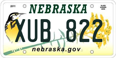 NE license plate XUB822