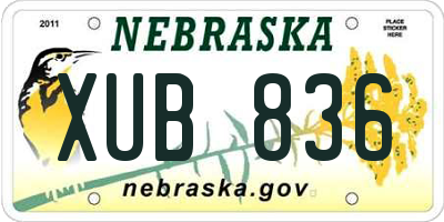 NE license plate XUB836