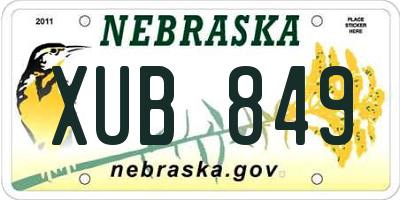 NE license plate XUB849