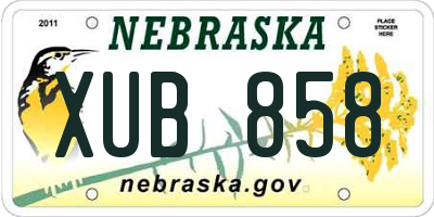 NE license plate XUB858