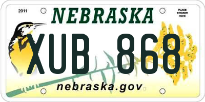NE license plate XUB868