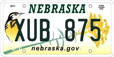NE license plate XUB875