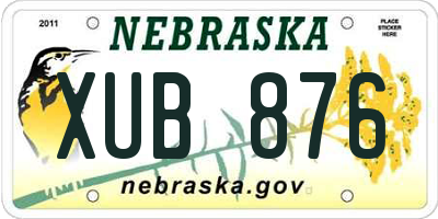 NE license plate XUB876