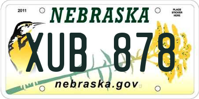 NE license plate XUB878