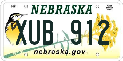 NE license plate XUB912