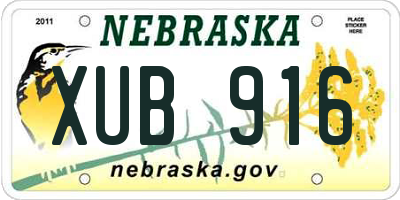 NE license plate XUB916