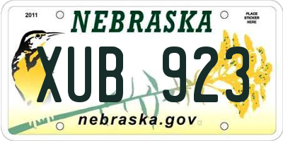 NE license plate XUB923