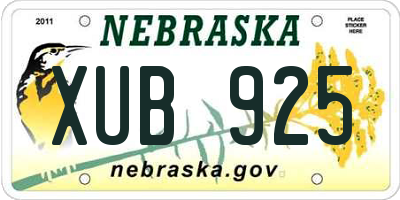 NE license plate XUB925