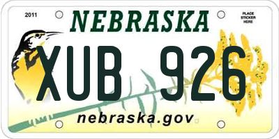 NE license plate XUB926
