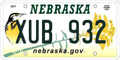 NE license plate XUB932